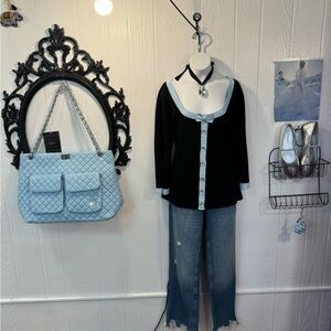 Bcbg xl sweater with sparkle button down.